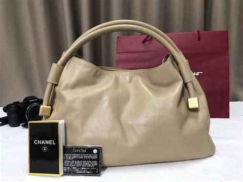 brown chanel cubes block hobo